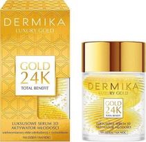 Dermika Luxury Gold 24K Total Benefit Prabangus 3D serumas - jaunystės aktyvatorius dienai ir nakčiai 60g