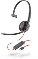 Plantronics POLY Blackwire C3210, Laidinis, Skambučiai / Muzika, 87 g, Ausinės, Juoda, Raudona