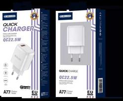 JELLICO sieninis įkroviklis A77 22,5W 1xUSB QC3.0 + laidas USB-C Baltas
