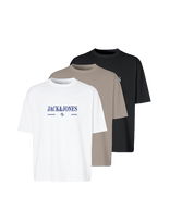 Jack & Jones - Jorfrederiksberg Branding Tee 3Pk Mp - Marškinėliai trumpomis rankovėmis - Juoda