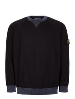 Stone Island - Crewneck Sweater In Raw Hand Organic Cotton - Apvalios apykaklės megztinis - Tamsiai mėlyna
