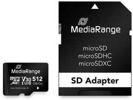 Atminties kortelė „MediaRange MR947“ 512GB „Micro SDXC UHS-I“ 10 klasės „Flash“ atmintinė