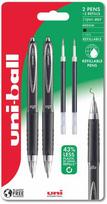 UNIBALL Uni-ball Signo 207 fine 2stk Sorte rollerpenne+ 2stk refills. Med behageligt gummigreb, stregbredde 0,5mm