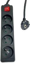 MicroConnect MC-PSOO040500FRB ilgintuvas su įjungimo/išjungimo mygtuku, 4 lizdai, 5 m