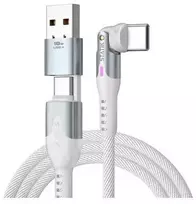 STATIK PowerPivot Pro besisukantis 2-in-1 USB-C laidas, baltas, 2 m