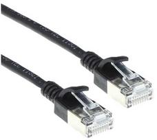 ACT kabelis Juodas 2 m LSZH U/FTP CAT6A duomenų centro plonas lizdinis kabelis su apsauga nuo užkabijimo ir RJ45 jungtimis (DC7902)
