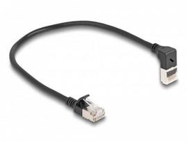 Delock DeLOCK Tinklo kabelis RJ45 Cat.6A S/FTP Slim su 90 laipsnių kampu į viršų/tiesus 0,25 m juoda