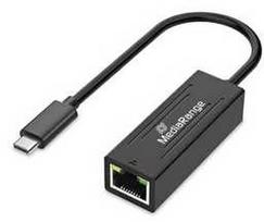 „MediaRange“ USB-C tinklo adapteris su RJ45 prievadu, 20 cm, juodas