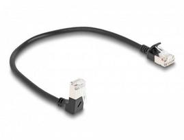 Delock DeLOCK Tinklo kabelis RJ45 Cat.6A S/FTP Slim žemyn 90°/tiesus 0,25 m juoda