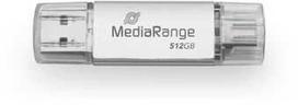 Pendrive MediaRange 3.2 Gen 1 USB-A ir USB-C 512GB Sidabrinė (MR940-1)