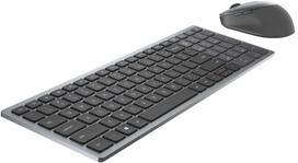 DELL Pro Plus kompaktiška klaviatūra ir pelė – KM7120W – Belgijos (AZERTY), viso dydžio (100 %), belaidė, radijo dažnių belaidis ryšys + „Bluetooth“, AZERTY, pilka, titano spalvos, pelė pridėta