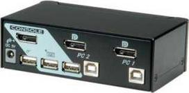 Šakotuvas Sonstige Roline Žalias ROLINE KVM jungiklis, 1 vartotojas – 2 kompiuteriai, DisplayPort, su USB šakotuvu, 1920 x 1200 pikselių, juodas