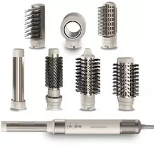 8 viename Cecotec Bamba CeramicCare AirGlam šampano spalvos plaukų suktukas ir džiovintuvas