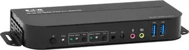 „Tripp Lite Eaton“ KVM komutatorius „Eaton Tripp Lite“ serija HDMI KVM, 2 prievadų 4K 60Hz 4:4:4, HDR, HDCP 2.2 palaikymas, IR nuotolinio valdymo pultas ir USB kabeliai - KVM/garso/USB komutatorius - 2 x KVM/garso/USB - 1 vietinis vartotojas - darbalaukio versija