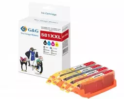 G&G rašalas Rinkinys 4 kasetės, skirtos Canon CLI-581XXL BK/C/M/Y spausdintuvui