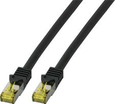 EFB EFB jungiamasis kabelis Cat6a S/FTP LSZH su Cat7 žaliu kabeliu 1,5 m Juodas 10 Gigabit Ethernet 600MHz 4x2xAWG26/7 Atsparus ugniai Mažai dūmų skleidžiantis
