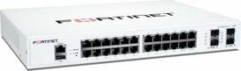 Šakotuvas Fortinet FortiSwitch-124F Layer 2 valdomas jungiklis, suderinamas su FortiGate, su 24x 1G RJ45 ir 4x 10G/1G SFP+/SFP jungtimis bei 1x RJ45 konsolės prievadu. Be ventiliatoriaus.