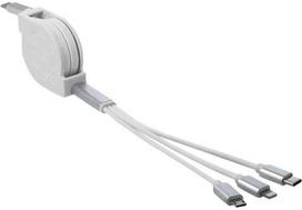 „DeLOCK USB Type-C™ 3 viename ištraukiamas įkrovimo laidas, skirtas „Lightning™“ / „Micro USB“ / USB Type-C™, baltas, 0,98 m, USB C, USB C/Micro-USB B/Lightning, USB 2.0, sidabrinis, baltas