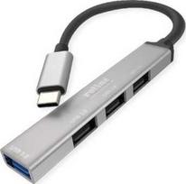 HUB USB Roline USB 3.2 Gen 1 koncentratorius, 4 krypčių, prijungimo kabelis C tipo
