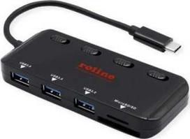 HUB USB Roline USB 3.2 Gen 1 centras, trigubas, jungiamasis kabelis su C tipo jungtimi