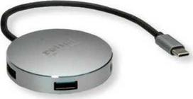 HUB USB Roline Koncentrator USB 3.2 Gen 1, apvalus, 4-kierunkowy, kabelis połączeniowy typu C