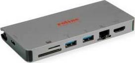 HUB USB Roline Doko stotelė USB typu C, HDMI 4K, VGA, 2x USB 3.2 Gen 1, LAN, PD, czytnik kart