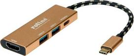 Šakotuvas „Roline Gold“ USB-C stotis / replikatorius (1119-12-02)