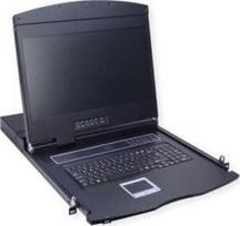 Value jungiklis. KVM jungiklis 19, 8 prievadai, 48 cm (19) TFT (16:9), VGA, USB, vokiška klaviatūra.