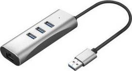 USB šakotuvas Value USB 3.2 Gen 1 į gigabito eterneto keitiklis + 3 prievadų USB šakotuvas
