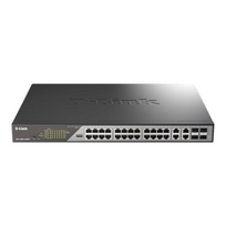 Šakotuvas D-Link DSS-200G-28MPP/E 28-Port Gigabit Smart Managed PoE+ Switch | 24 PoE+ Ports (518 W) + 4 Combo SFP Ports | D-Link
