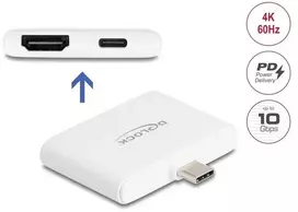 Adapteris USB Delock USB-C – HDMI + USB-C Baltas (61087)