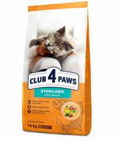 Visavertis sausas pašaras suaugusioms sterilizuotoms katėms CLUB 4 PAWS PREMIUM su lašiša, 14 kg