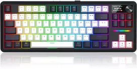 Klaviatūra žaidimams Redragon Wildslash LCD Pro K746WB-RGB-PRO Redragon RPC belaidė mechaninė su pašvietimu balta ir-juoda