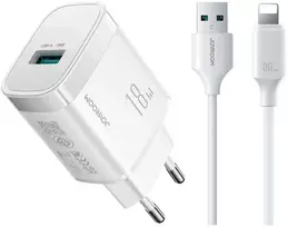 Įkroviklis Joyroom JR-TF4 18W USB-A + USB-A to Lightning cable 1.0m baltas