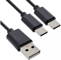 Inline USB Vision kabelis USB-A - 2x USB-C, 0,5 m, juodas