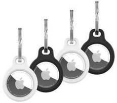 Fixed FIKSUOTAS silikoninis dėklas šilkinis Apple AirTag 4vnt. 2x juodos + 2x baltos spalvos