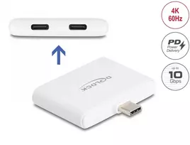 Adapteris USB Delock USB-C - USB-C x2 Baltas (61088)