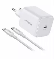 Įkroviklis jungiama į tinklą Ugreen X524 USB-C, GaN, 45W + kabelis 1m (balta)