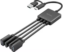 Adapteris USB Sandberg 136-81 USB-A + USB-C - 2x USB-A + 2x USB-C Juodas (136-81)