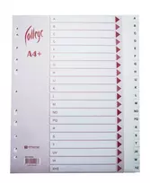 Skiriamieji lapai College, A4+, A-Z, plastikiniai, baltos spalvos