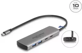 HUB USB Delock DeLOCK 64299 huby i koncentratory USB 3.2 Gen 1 (3.1 Gen 1) Type-C 10000Mbit/s Pilka