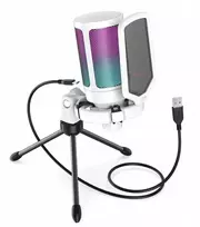 Fifine Microphone Fifine A6V AMPLIGAME RGB mikrofon pojemnościowy studyjny balta