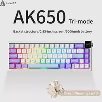 Mėlyna Klaviatūra mechaninė belaidė Ajazz AK650 Dream Weaver Switch Violetinė Baltas Mėlyna RGB su ekranem