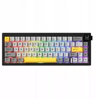 Belaidė mechaninė klaviatūra Ajazz AK650 Dream Weaver Switch juoda pilka geltona RGB su ekranu