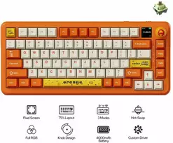 Oranžinis Klaviatūra mechaninė belaidė Ajazz AK820 MAX Avocado Switch Oranžinis Baltas RGB su ekranem