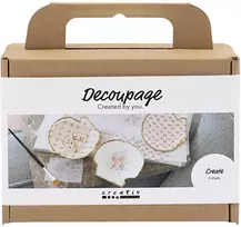 Diy Kit „Pasidaryk pats“ rinkinys - Mini rankdarbių rinkinys dekupažui, midijų kriauklės, švelni rožė, 1 pakuotė - (977788)