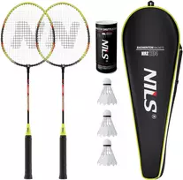 Badmintono raketės NRZ204-1 aliuminis + 3 plunksniniai voleniai + NILS dėklas