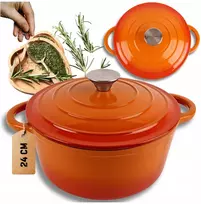 Emaliuotas ketaus puodas 24cm oranžinis HAGE