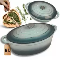 Atusa Emaliuotas ketaus virdulys-keptuvė žąsiai, mėtų spalvos, 6 L