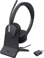 Ausinės Yealink WH64 Hybrid Dual Teams Laisvų rankų įranga Bevielis Su lankeliu Biuras / skambučių centras Mikro USB Bluetooth Įkrovimo stovas Juoda